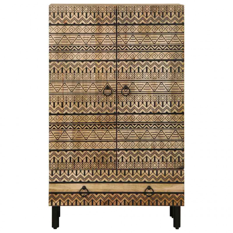 Szafka, 60x33,5x100 cm, surowe lite drewno mango