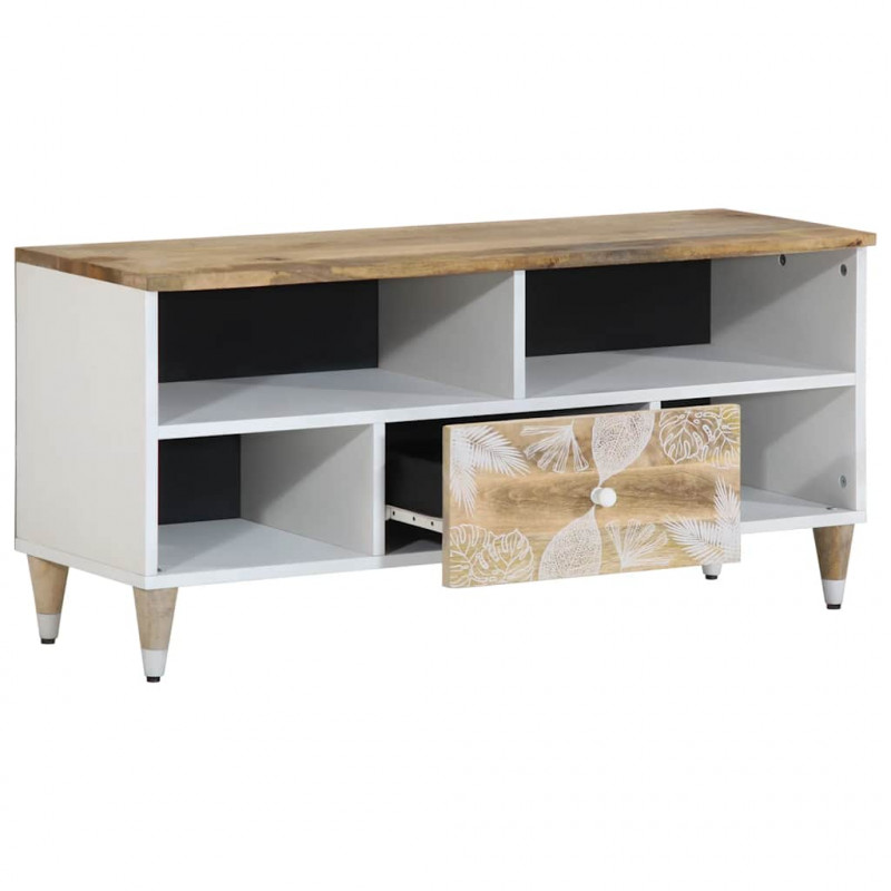 Szafka pod telewizor, 100x33,5x46 cm, lite drewno mango