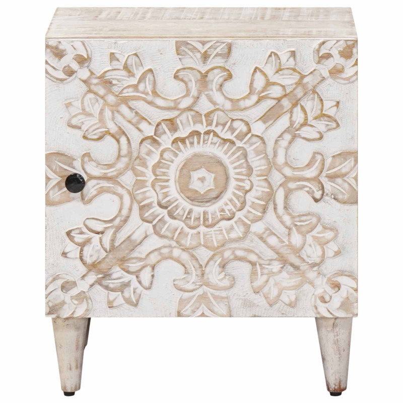 Szafka Nocna 2 pcs Biały 40 x 33,5 x 46 cm Drewno z mango