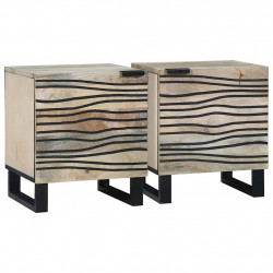 Szafka Nocna 2 pcs Biały i czarny 40 x 33 x 46 cm