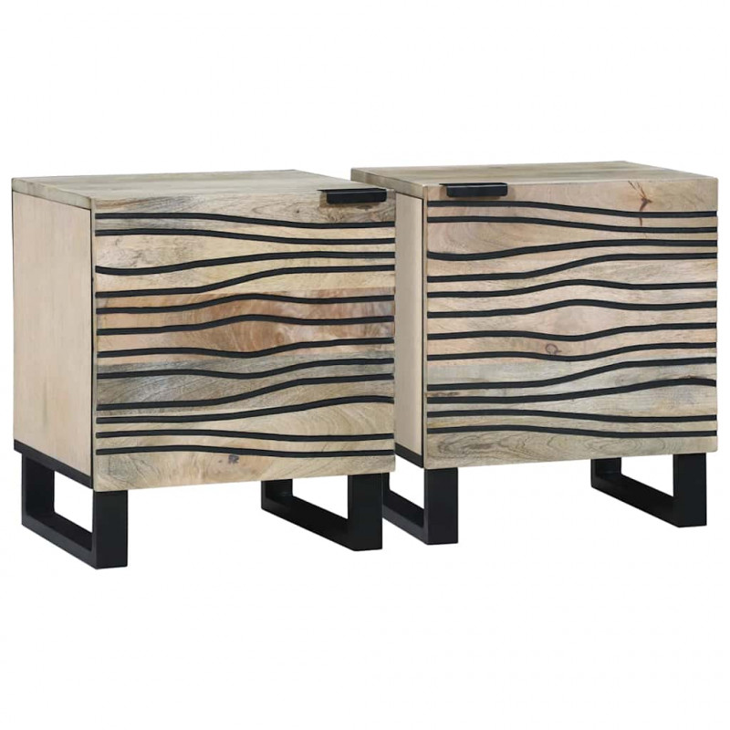 Szafka Nocna 2 pcs Biały i czarny 40 x 33 x 46 cm