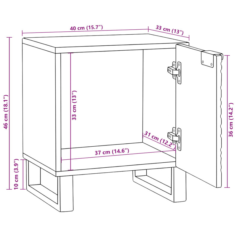 Szafka Nocna 2 pcs Biały i czarny 40 x 33 x 46 cm