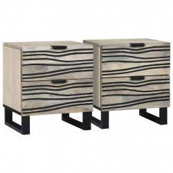 Szafka Nocna z szufladą 2 pcs Biały i czarny 40 x 33 x 46 cm