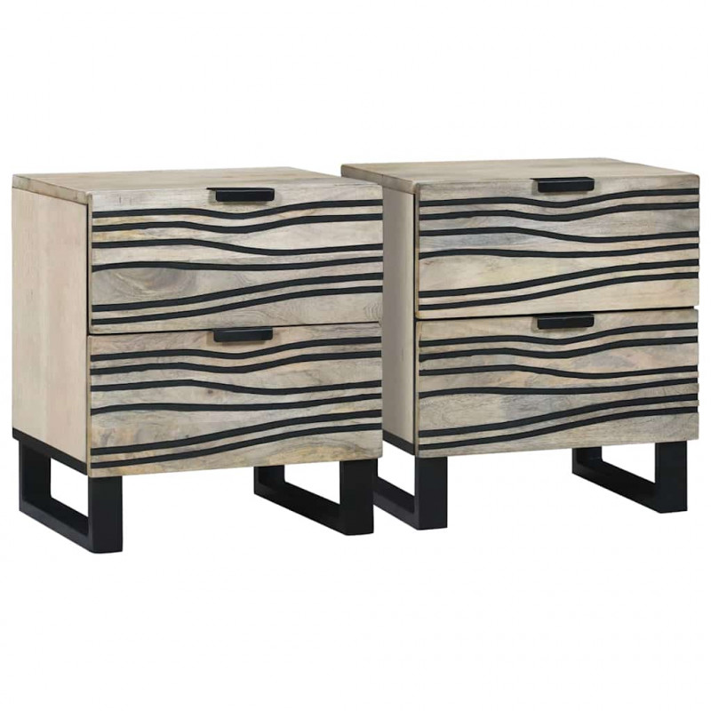 Szafka Nocna z szufladą 2 pcs Biały i czarny 40 x 33 x 46 cm