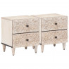 Szafka Nocna 2 pcs Biały 40 x 33,5 x 46 cm Drewno z mango