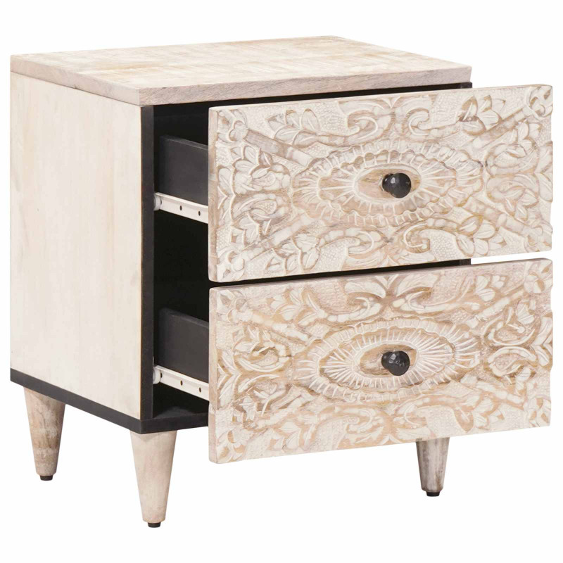 Szafka Nocna 2 pcs Biały 40 x 33,5 x 46 cm Drewno z mango