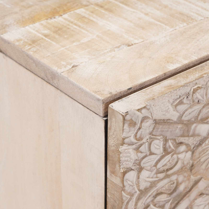 Szafka Nocna 2 pcs Biały 40 x 33,5 x 46 cm Drewno z mango