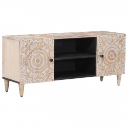 Szafka pod telewizor Biały 105 x 33,5 x 46 cm Drewno z mango