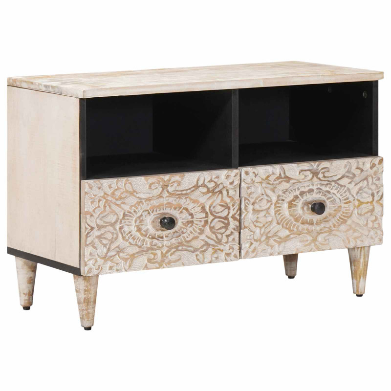 Szafka pod telewizor Biały 70 x 33,5 x 46 cm Drewno z mango
