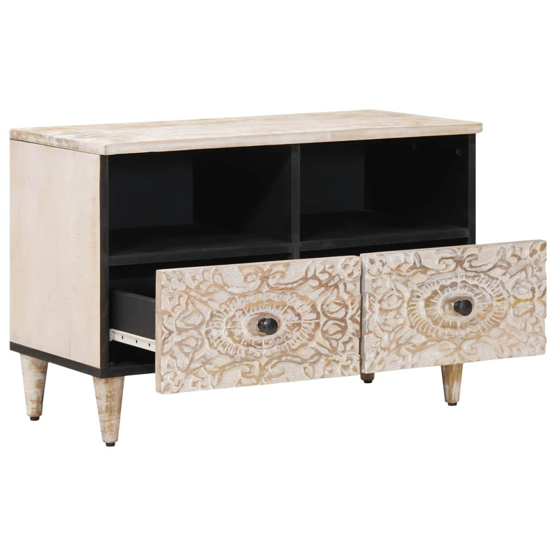Szafka pod telewizor Biały 70 x 33,5 x 46 cm Drewno z mango