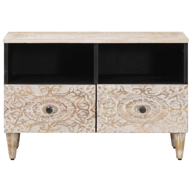 Szafka pod telewizor Biały 70 x 33,5 x 46 cm Drewno z mango