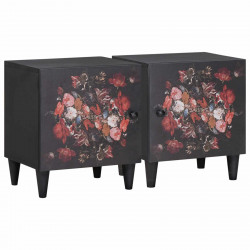 Szafka nocna z drzwiami 2 pcs Czarny 40 x 33 x 46 cm