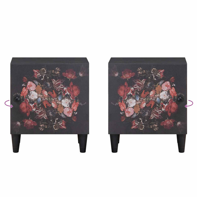 Szafka nocna z drzwiami 2 pcs Czarny 40 x 33 x 46 cm