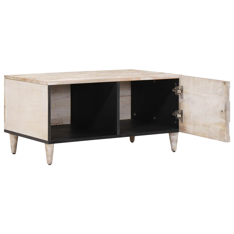 Stolik kawowy Biały 80 x 50 x 40 cm Drewno z mango