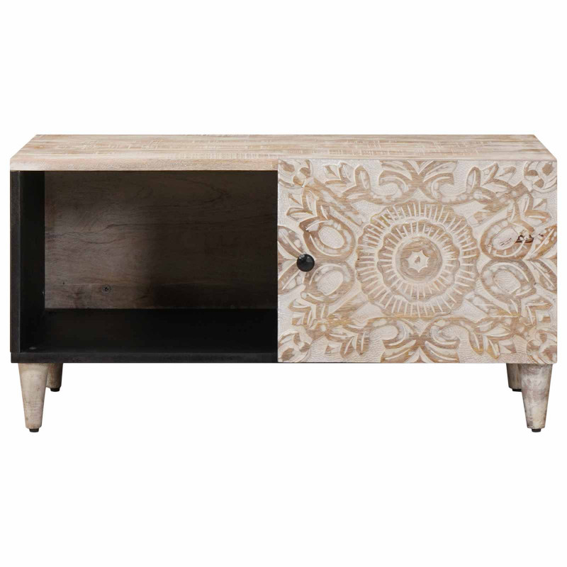 Stolik kawowy Biały 80 x 50 x 40 cm Drewno z mango