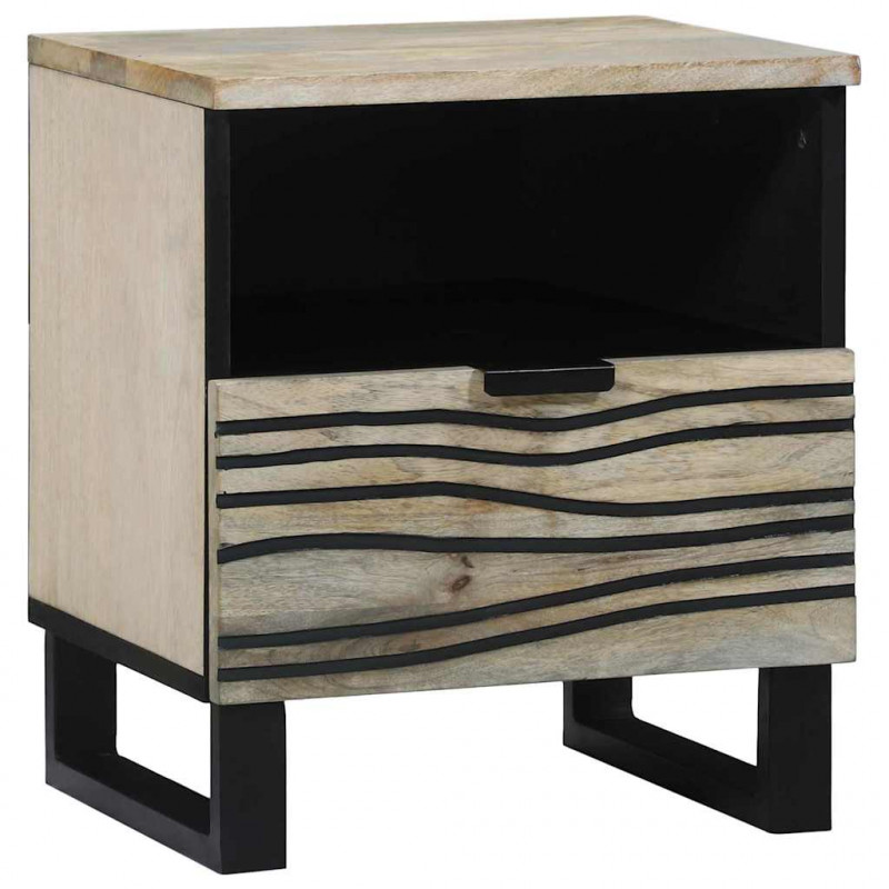 Szafka Nocna z szufladą 2 pcs Biały i czarny 40 x 33 x 46 cm