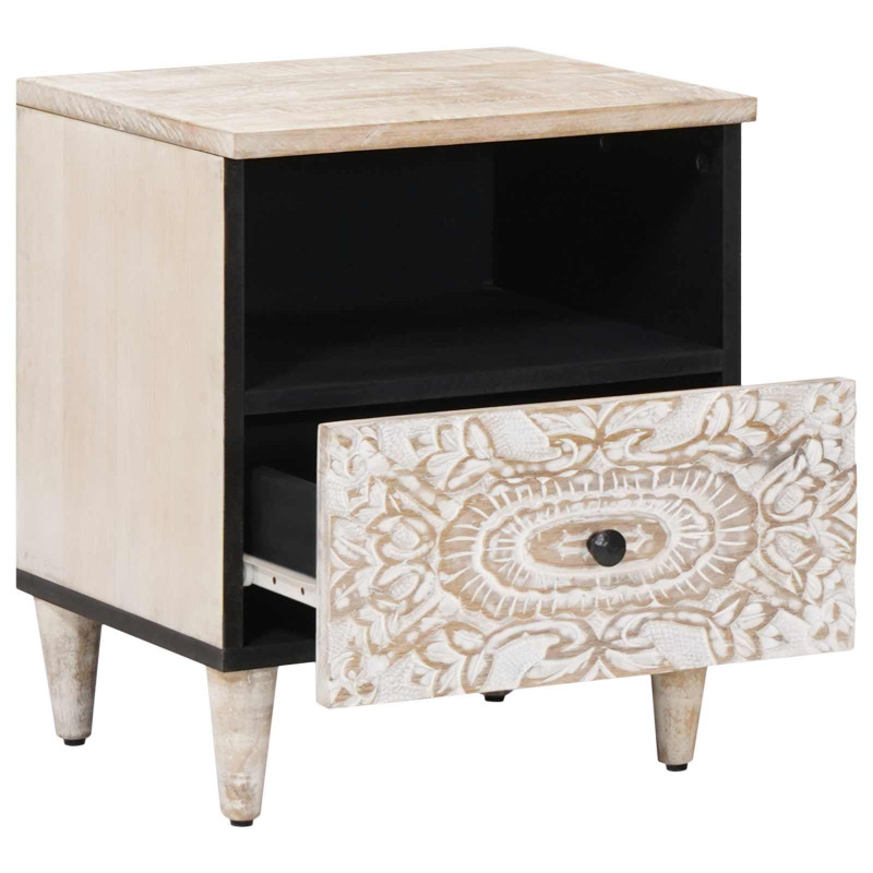Szafka łóżkowa 2 pcs Biały 40 x 33 x 46 cm Drewno z mango