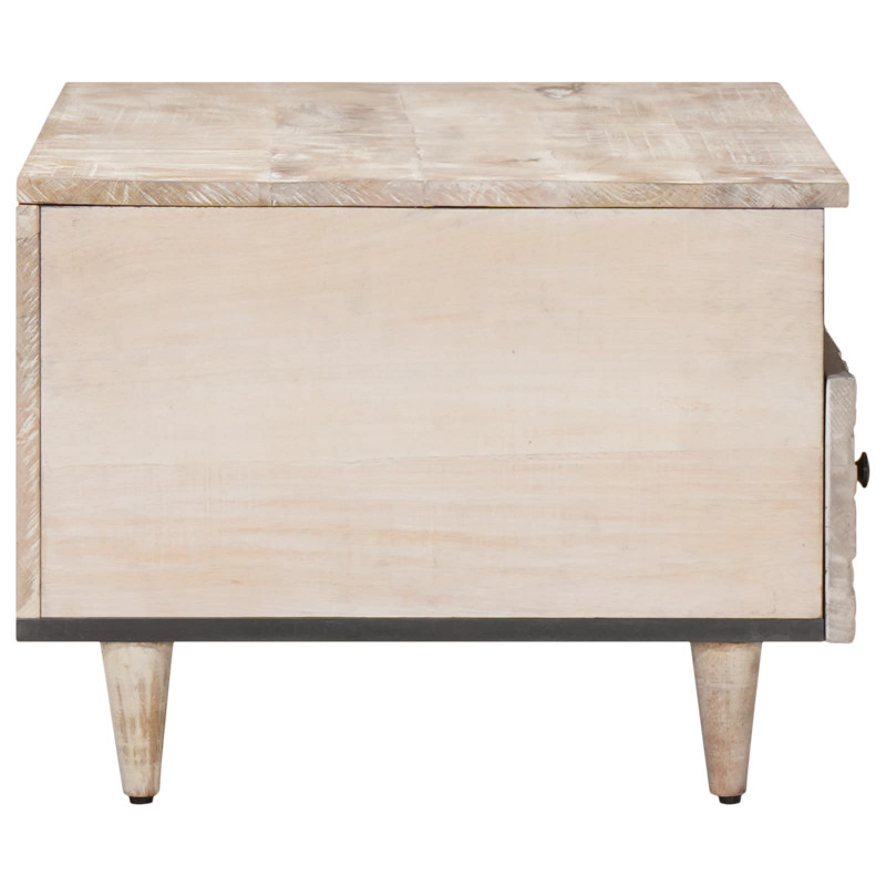 Stolik kawowy z szufladą Biały 80 x 54 x 40 cm Drewno z mango