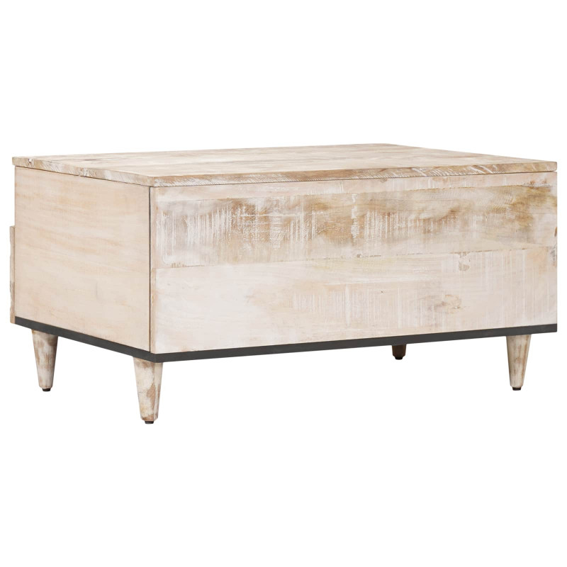 Stolik kawowy z szufladą Biały 80 x 54 x 40 cm Drewno z mango