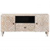 Szafka pod telewizor Biały 105 x 33,5 x 46 cm Drewno z mango