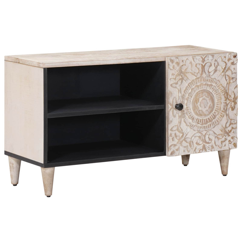 Szafka pod telewizor Biały 80 x 31,5 x 46 cm Drewno z mango