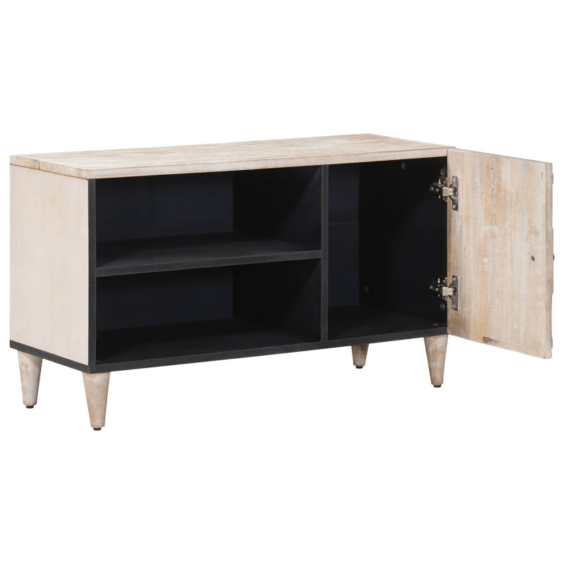 Szafka pod telewizor Biały 80 x 31,5 x 46 cm Drewno z mango