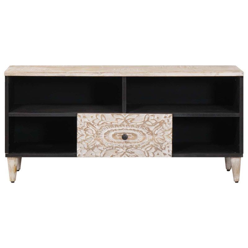 Szafka pod telewizor Biały 100 x 33,5 x 46 cm Drewno z mango