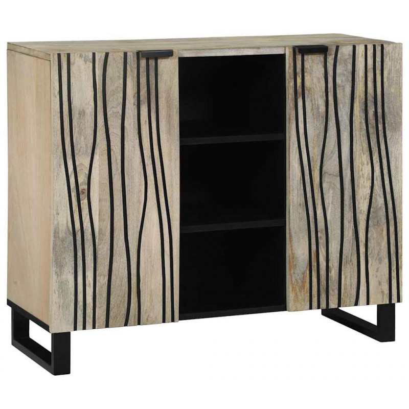 Bufet Biały 90 x 33 x 75 cm lite drewno mango