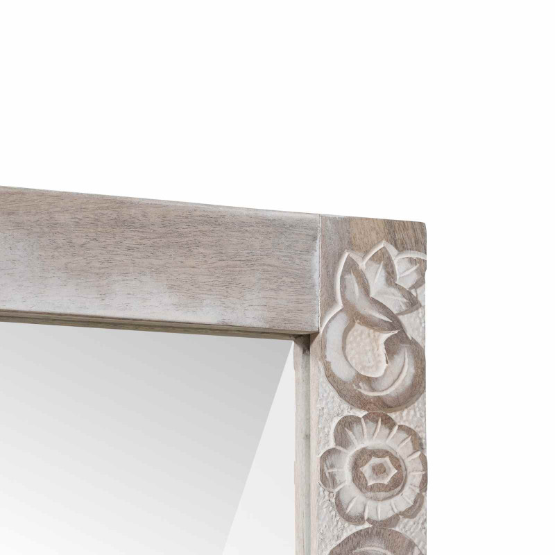 Lustro łazienkowe Biały 70 x 50 x 2,5 cm Drewno z mango