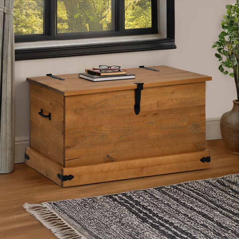 Skrzynia do przechowywania HALDEN 91x48x47 cm Drewno lite Sosna