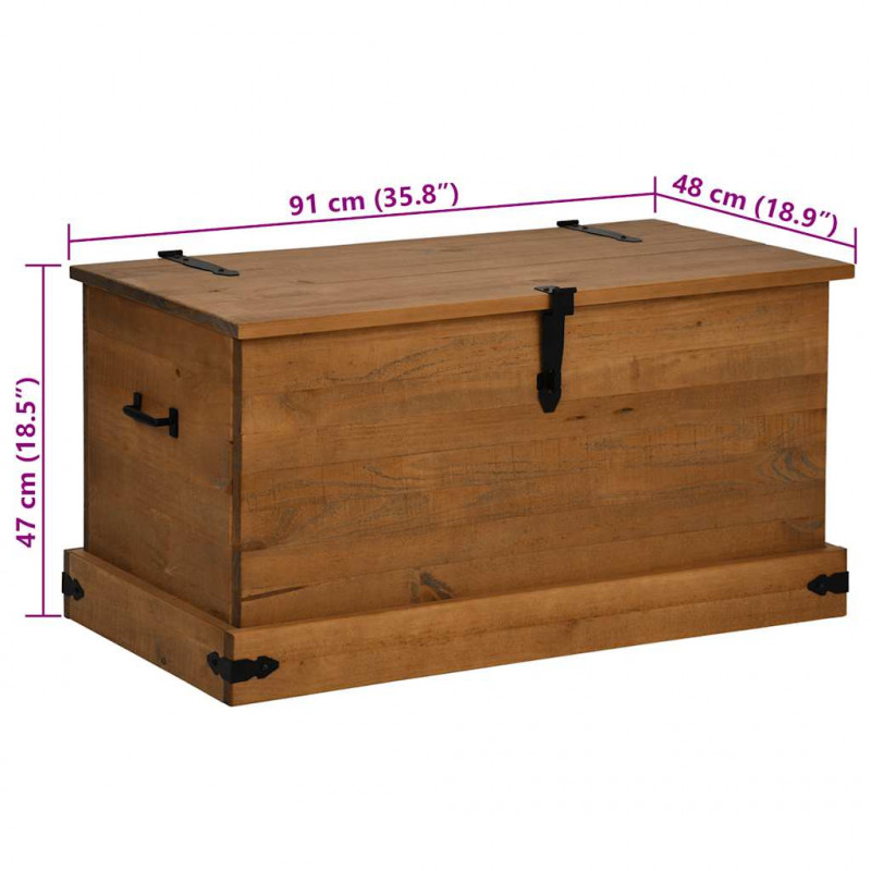 Skrzynia do przechowywania HALDEN 91x48x47 cm Drewno lite Sosna