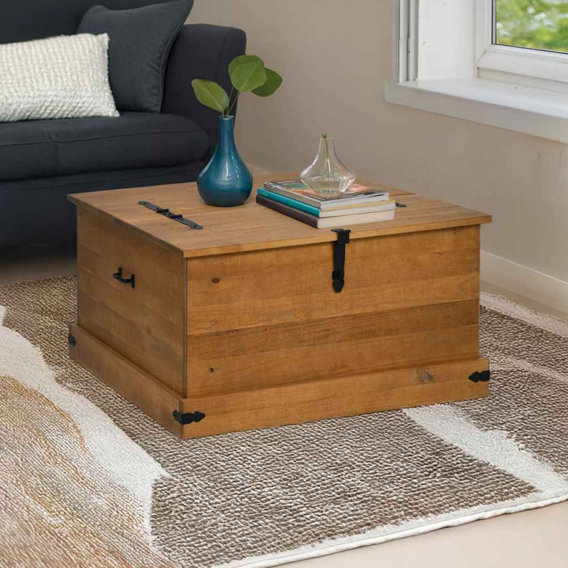 Skrzynia do przechowywania HALDEN 91x91x47 cm Drewno lite Sosna