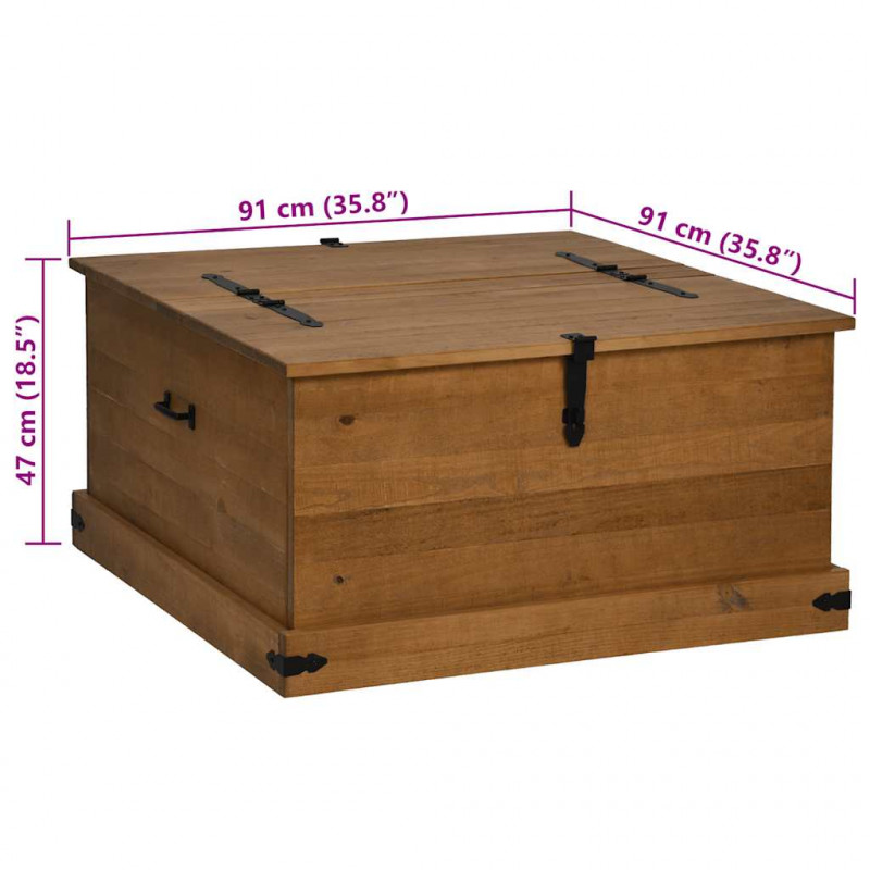 Skrzynia do przechowywania HALDEN 91x91x47 cm Drewno lite Sosna