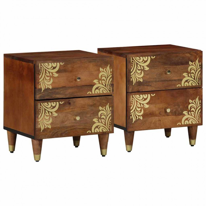 Szafka Nocna 2 pcs Miodowy brąz 40 x 33 x 46 cm Drewno z mango