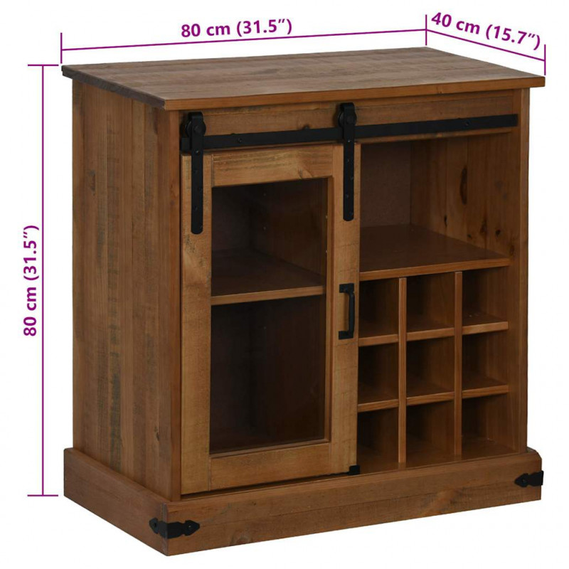 Komoda HALDEN z drzwiami przesuwnymi 80x40x80 cm Drewno lite