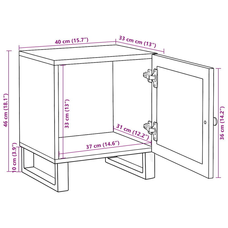 Szafka Nocna 2 pcs Naturalny 40 x 33 x 46 cm