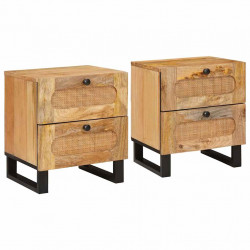 Szafka Nocna 2 pcs Naturalny 40 x 33 x 46 cm Drewno z mango