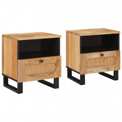 Szafka Nocna 2 pcs Naturalny 40 x 33 x 46 cm Drewno z mango