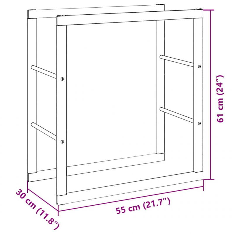 Stojak na drewno opałowe czarny 55x30x61 cm stalowy