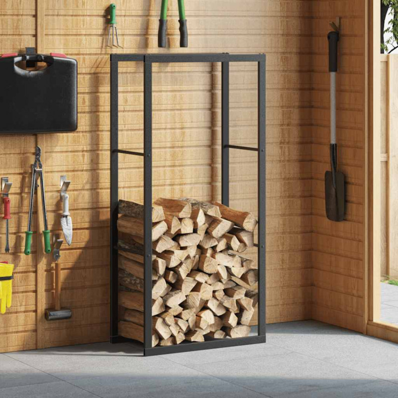 Stojak na drewno opałowe czarny 55x30x116 cm stalowy