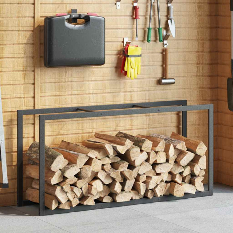 Stojak na drewno opałowe czarny 55x30x116 cm stalowy
