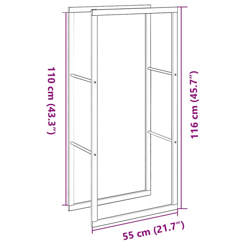 Stojak na drewno opałowe czarny 55x30x116 cm stalowy