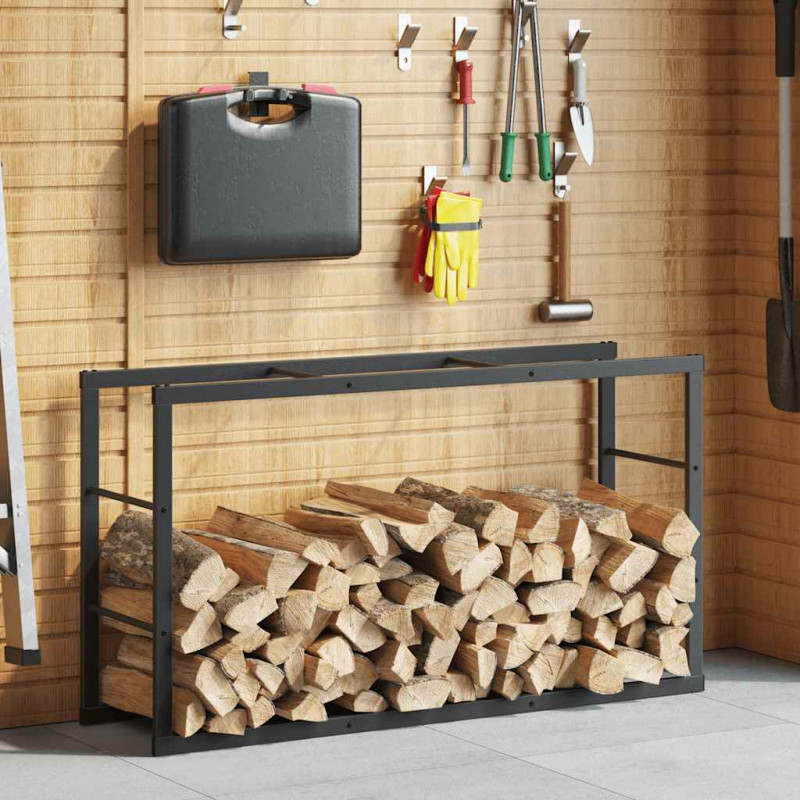 Stojak na drewno opałowe czarny 110x30x61 cm stalowy