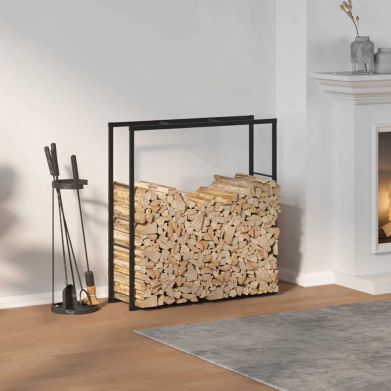 Stojak na drewno opałowe, czarny,110x30x116 cm, stalowy