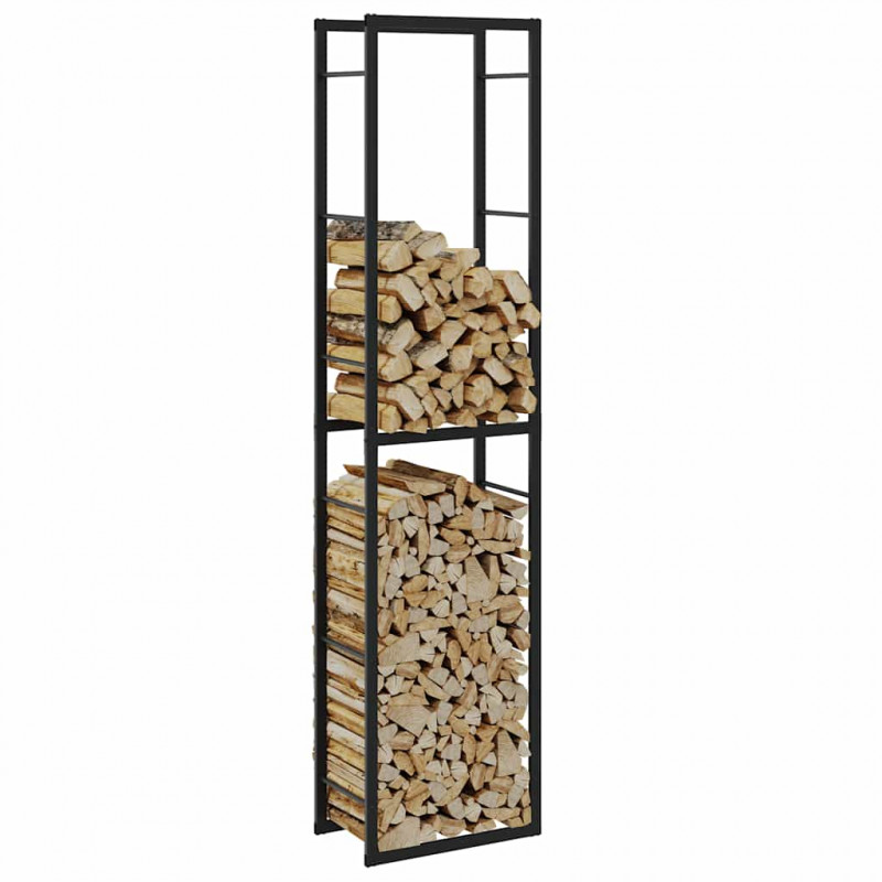 Stojak na drewno opałowe czarny 50x30x209 cm stalowy