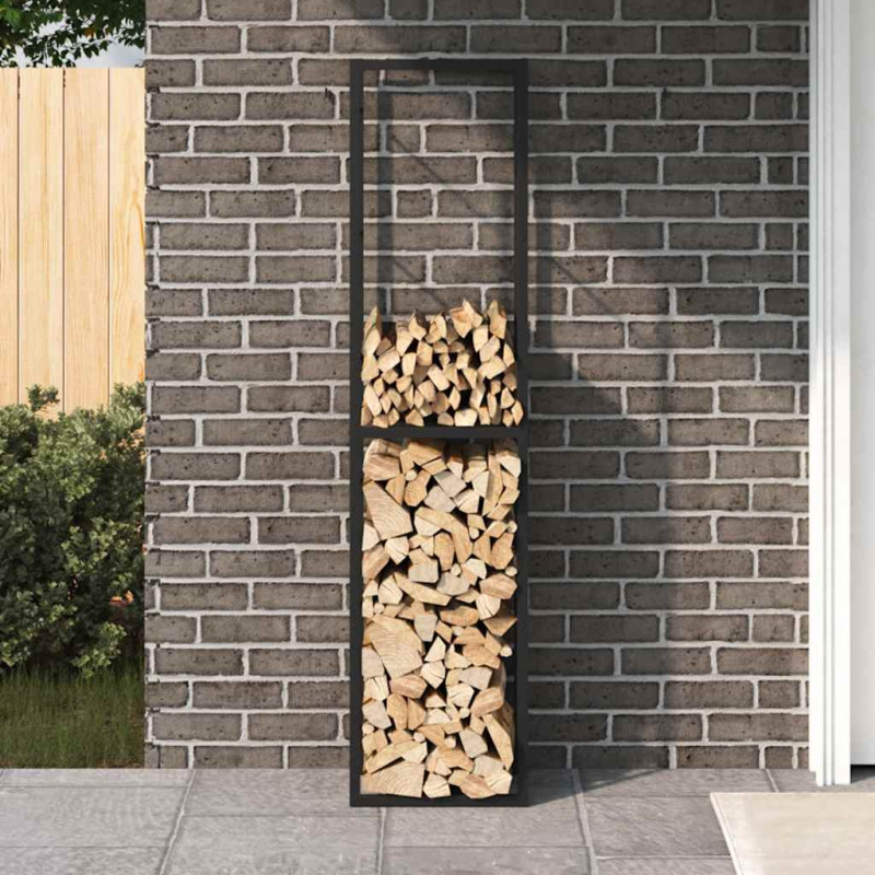 Stojak na drewno opałowe czarny 50x30x209 cm stalowy