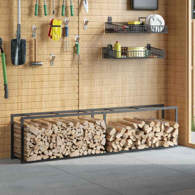Stojak na drewno opałowe czarny 50x30x209 cm stalowy
