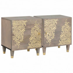 Szafka nocna z drzwiami 2 pcs Szary 40 x 33 x 46 cm