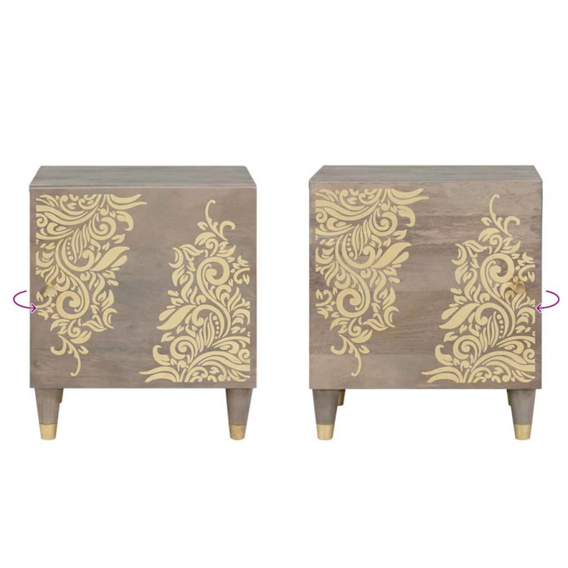Szafka nocna z drzwiami 2 pcs Szary 40 x 33 x 46 cm