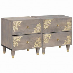 Szafka Nocna 2 pcs Szary 40 x 33 x 46 cm Drewno z mango